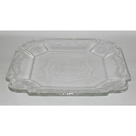 Indiana Glass LORAIN "Basket" Crystal Square Salad Plate - Picture 1 of 2